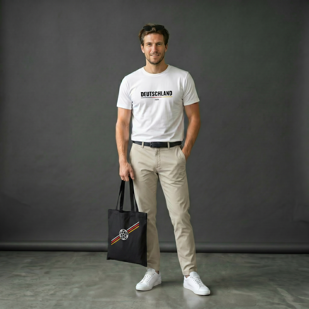 Deutschland Tote Bag „Fußball 2026“ – Schwarz, Baumwolle