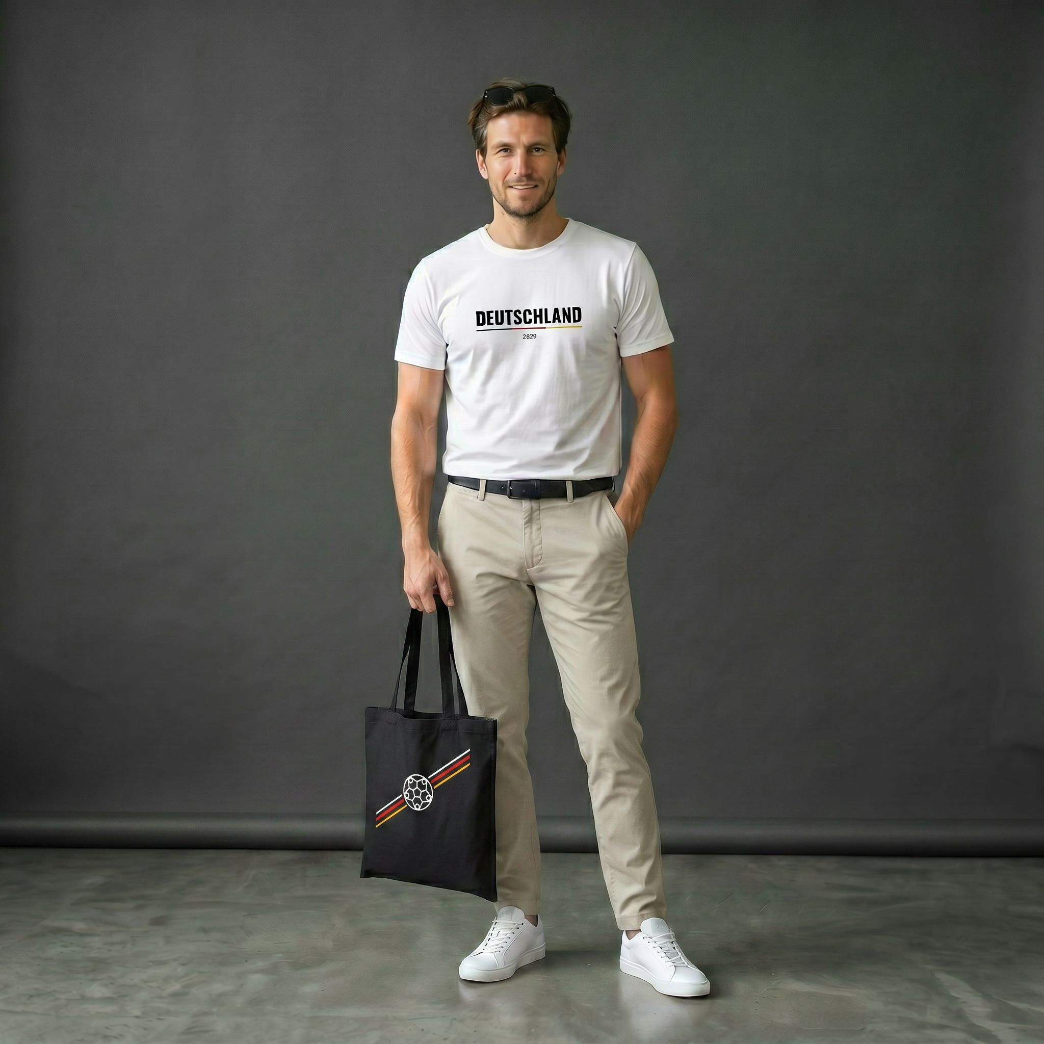 Deutschland Tote Bag „Fußball 2026“ – Schwarz, Baumwolle