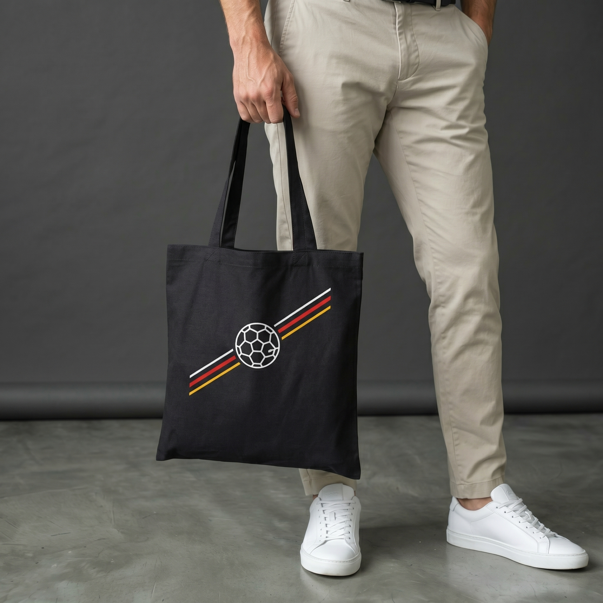 Deutschland Tote Bag „Fußball 2026“ – Schwarz, Baumwolle