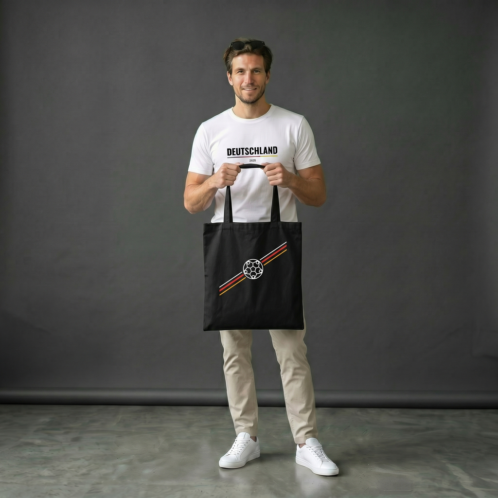 Deutschland Tote Bag „Fußball 2026“ – Schwarz, Baumwolle