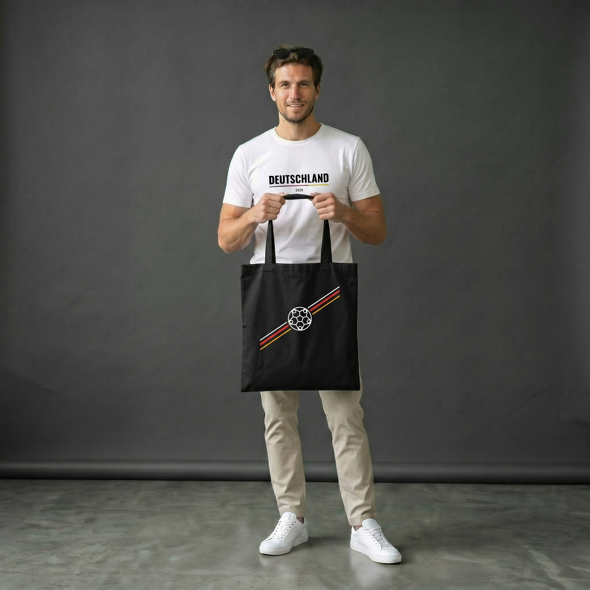 Deutschland Tote Bag „Fußball 2026“ – Schwarz, Baumwolle
